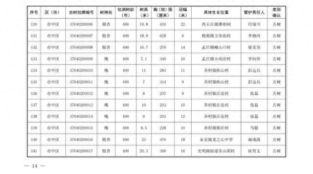 186棵！枣庄市公布首批二级保护古树名录