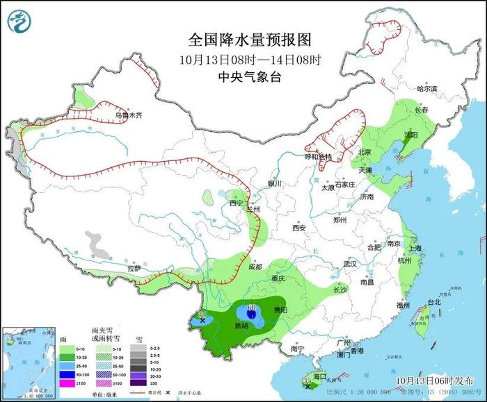 未来三天国内天气预报（10月13日）