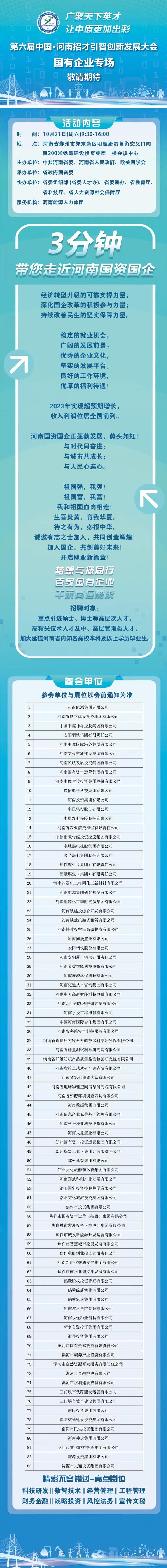 入职国企的机会来了！本月21日，河南国企招聘专场正式举办