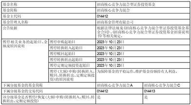 关于招商核心竞争力混合型证券投资基金2023年非港股通交易日暂停申购（含定期定额申购）、赎回和转换业务的公告