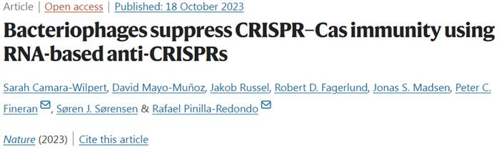 Nature | 来自噬菌体的强力反击！噬菌体产生抗CRISRP RNA来抑制细菌CRISPR–Cas系统