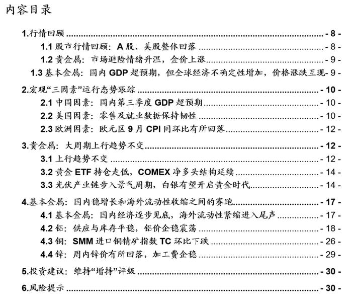 【大宗金属周报】配置逻辑不变：全球经济延续修复趋势，地缘局势升级加速贵金属上涨