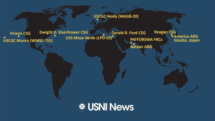 USNI新闻2023年10月16日美国海军舰队追踪图 图片来源:USNI新闻网