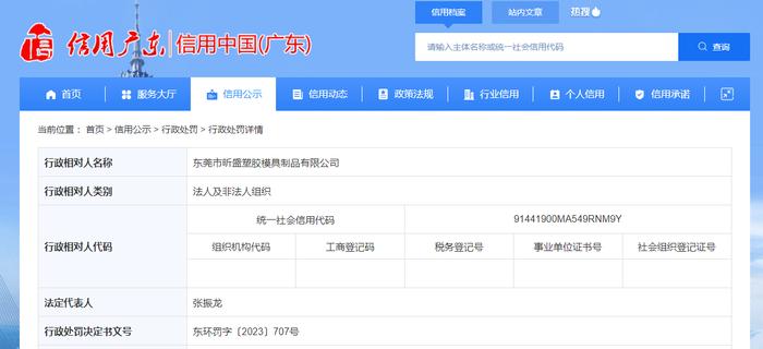 东莞市昕盛塑胶模具制品有限公司被罚款4.2万元