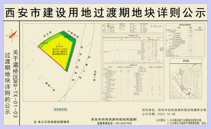 西安市自然资源和规划局关于灞桥区BQ-TX-01-03过渡期地块详则及BQ-TX-01-03-02划拨用地规划意见的公示