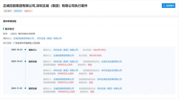 深圳正威70亿元股权被短暂冻结 王文银已卸任其法定代表人