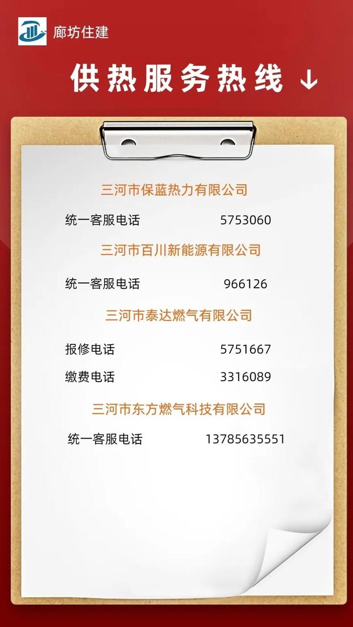 【践行社会主义核心价值观】廊坊全市供暖热线、投诉、报修电话公布！