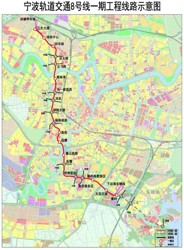 明确！宁波地铁8号线一期全部站点出入口位置图示来了→