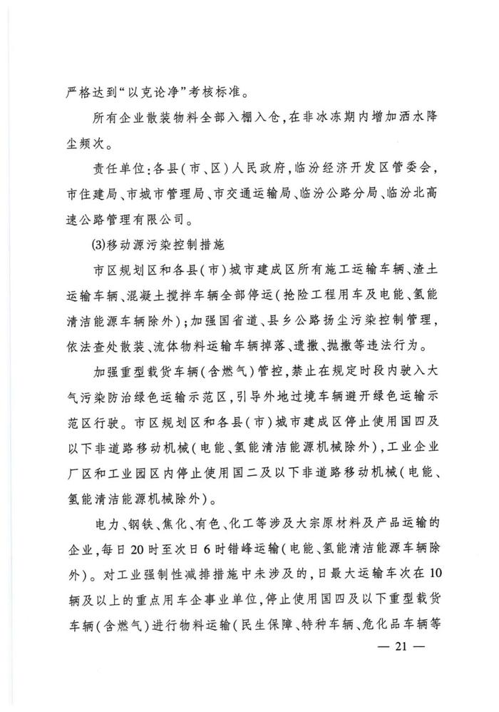 临汾市人民政府办公室关于印发临汾市重污染天气应急预案（2023年修订）的通知