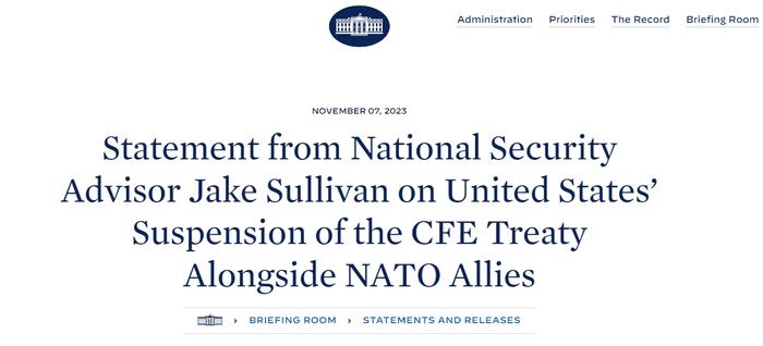 美国携北约盟友集体宣布暂停履行《欧洲常规武装力量条约》
