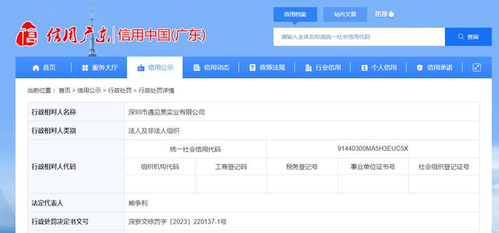 未经许可经营旅行社业务 深圳市遇见美实业有限公司被罚