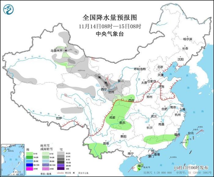 中央气象台：新疆西北地区等地有雨雪天气 南方地区多阴雨天气