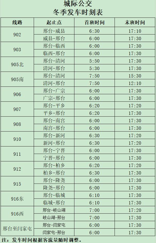 邢台城际公交最新通知！涉及票价、发车时间...