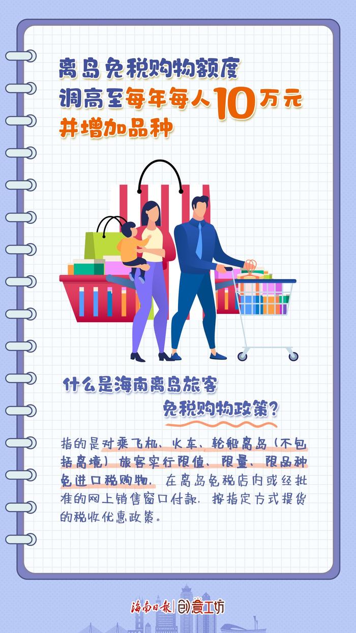 手账划重点⑧离岛免税购物额度调高至每年每人10万元并增加品种