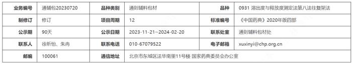 药典委：溶出度与释放度测定法等4标准公示