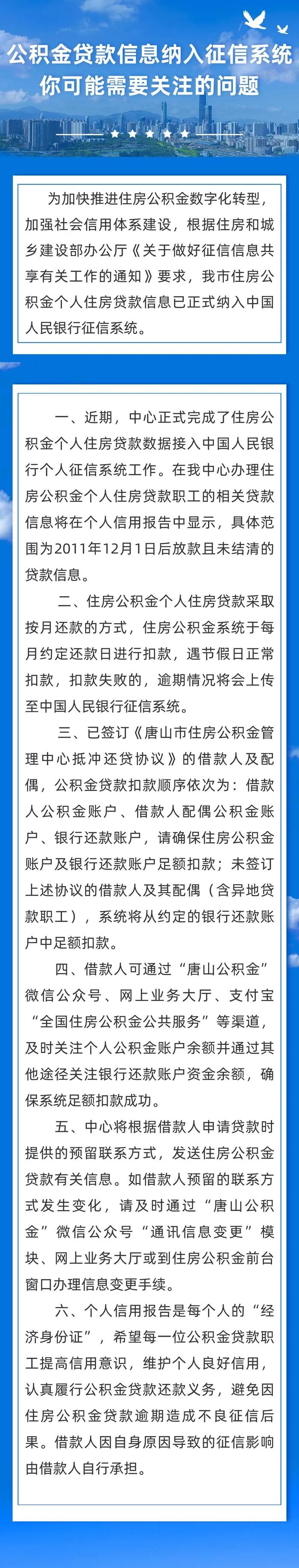 @唐山人，公积金贷款信息纳入征信系统