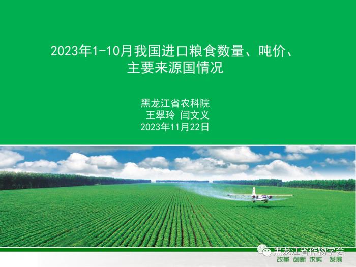 2023年1-10月我国进口粮食数量、吨价、主要来源国情况