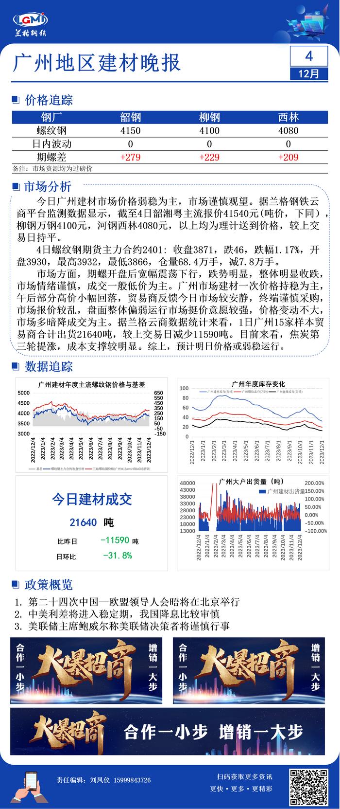 广州建材价格弱稳 市场低价成交为主