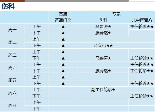 上海新华医院2023年12月份门诊一览表