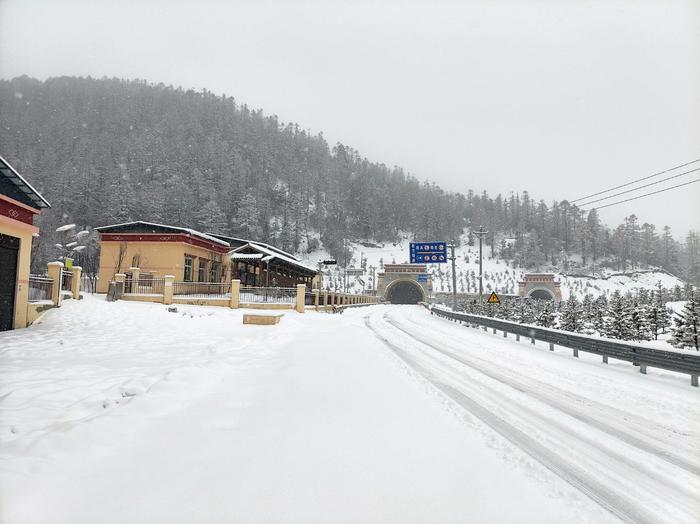 受降雪影响，白马雪山路段实行交通管制