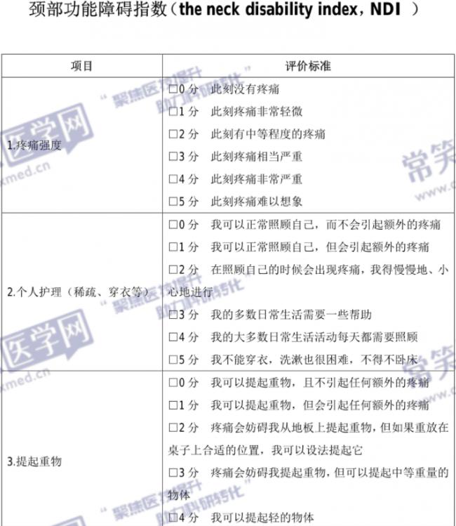 骨科常用医学量表介绍 使用常笑医学网量表工具可在线评测