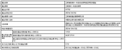 工银瑞信泰丰一年封闭式债券型证券投资基金2023年第一次分红公告