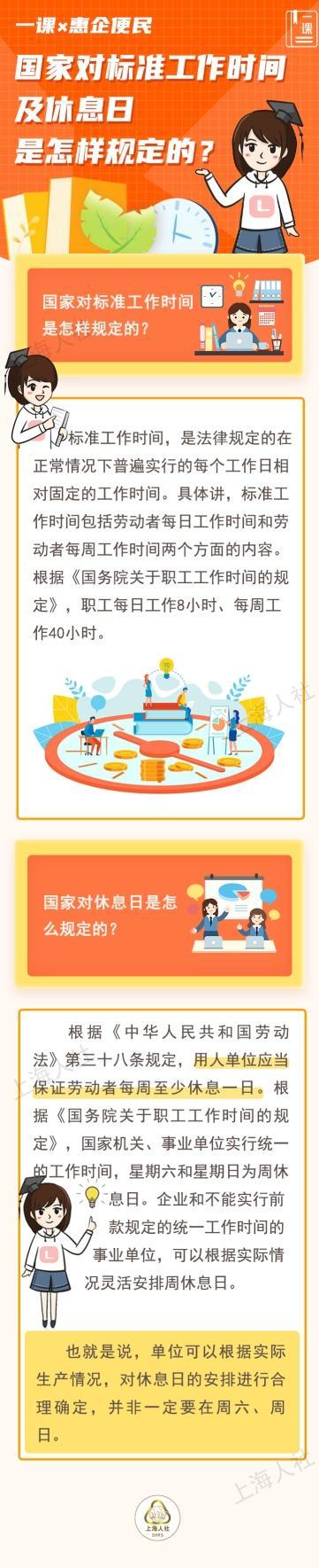 国家对标准工作时间及休息日是怎样规定的？一图读懂→