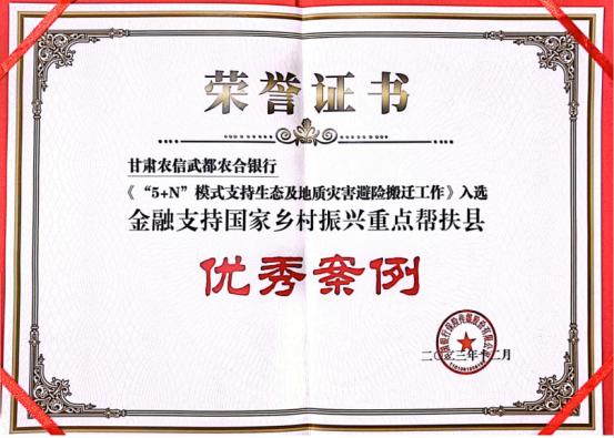 武都通渭两家行社入选金融支持国家乡村振兴重点帮扶县典型案例