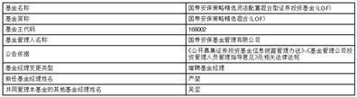 国寿安保基金管理有限公司关于旗下国寿安保策略精选灵活配置混合型证券投资基金（LOF）新增基金经理的公告