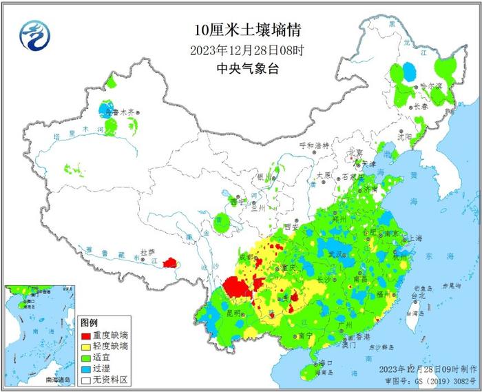 中央气象台：土壤水分监测10厘米（12/28）