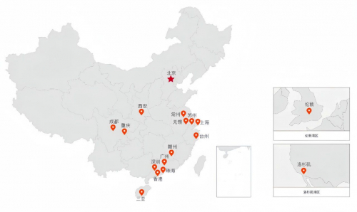 图 / 国锐集团业务布局，已覆盖全球三大湾区（伦敦湾区、洛杉矶湾区、粤港澳大湾区）