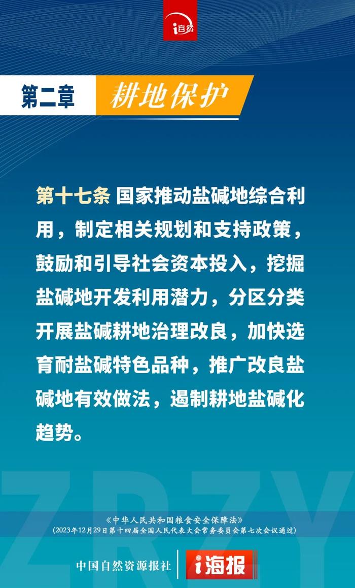 关于耕地保护，刚刚公布的粮食安全保障法这样规定