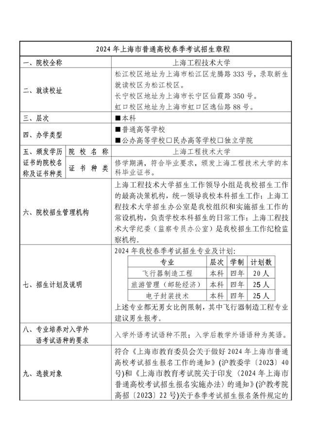 2024年春考26所高校招生章程公布→