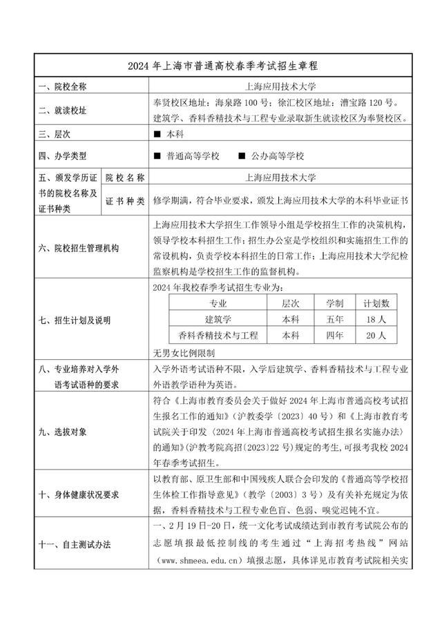 2024年春考26所高校招生章程公布→