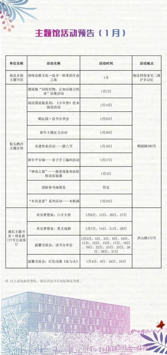 新的一年，书香常伴！浦东图书馆1月活动预告来啦