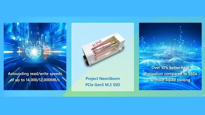 威刚将推 XPG Project NeonStorm 固态硬盘：独立水冷散热，写入最高 12000 MB/s