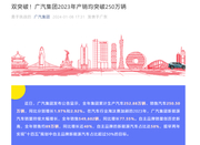 广汽23年产销均突破 250 万辆