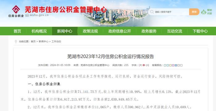 安徽芜湖：12月住房公积金个人贷款发放386户、金额19181万元