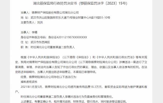 锦泰财险首席风险官余挺跳槽过至少6次 一分公司编制虚假资料被罚