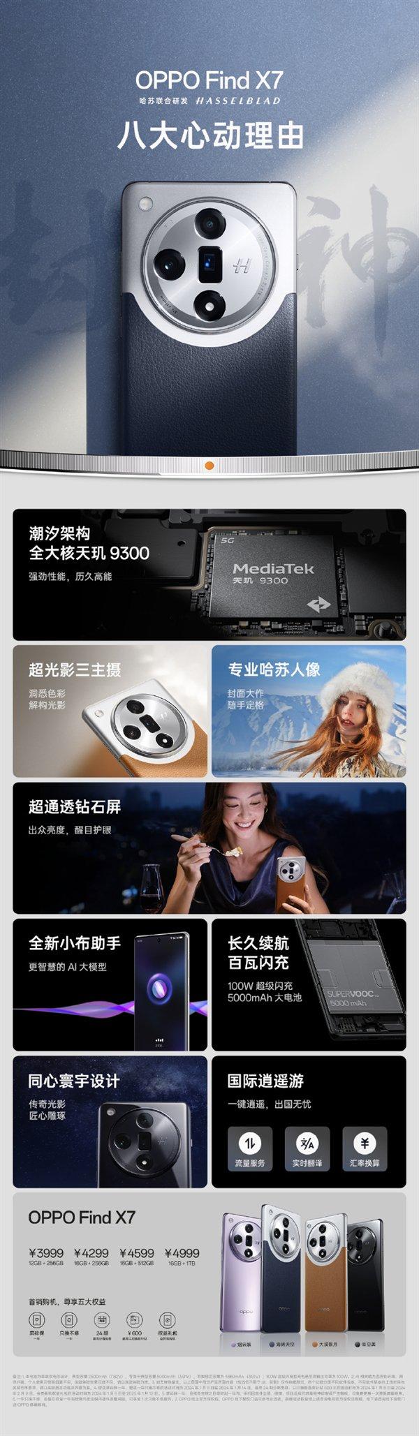 OPPO Find X7系列今日首销3999元起：全球首款双潜望