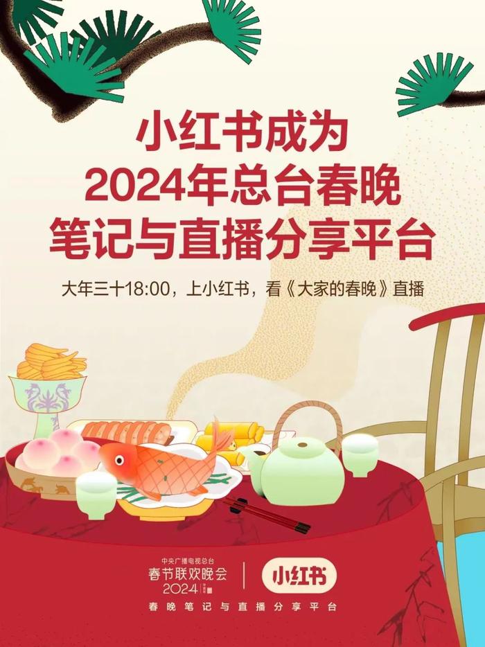 小红书成2024年总台春晚笔记与直播分享平台