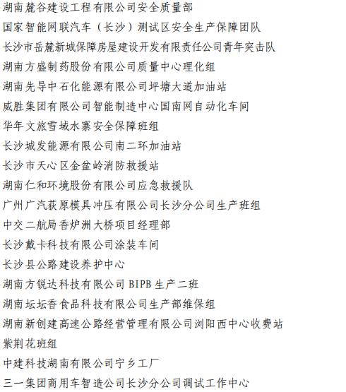 2023年度长沙市青年文明号、青年岗位能手、青年安全生产示范岗、青年突击队建功行动拟表彰名单公示