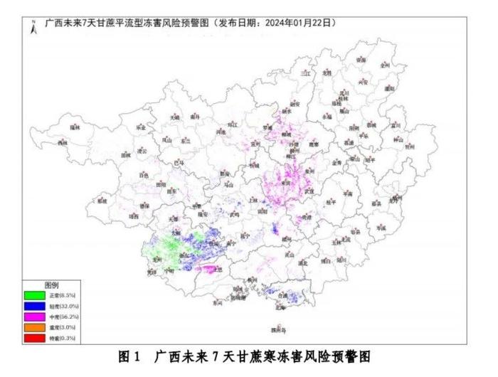 蔗区气象：广西农业气象灾害风险预警，甘蔗寒冻害