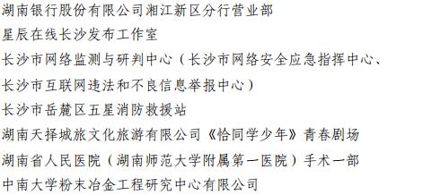 2023年度长沙市青年文明号、青年岗位能手、青年安全生产示范岗、青年突击队建功行动拟表彰名单公示