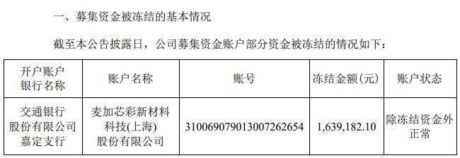 麦加芯彩部分资金因纠纷遭冻结  原告独家回应起诉原因，涉底漆锌含量