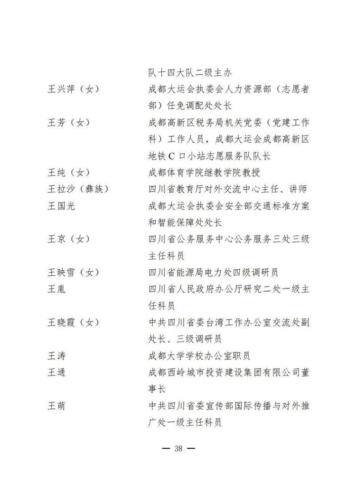 公示！这些集体和个人在成都大运会申办、筹备、举办工作中作出突出贡献 拟获表彰