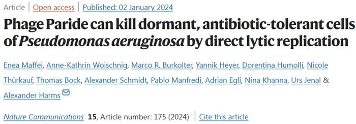 Nat Commun｜重大进展！首次发现可以感染休眠细菌的噬菌体