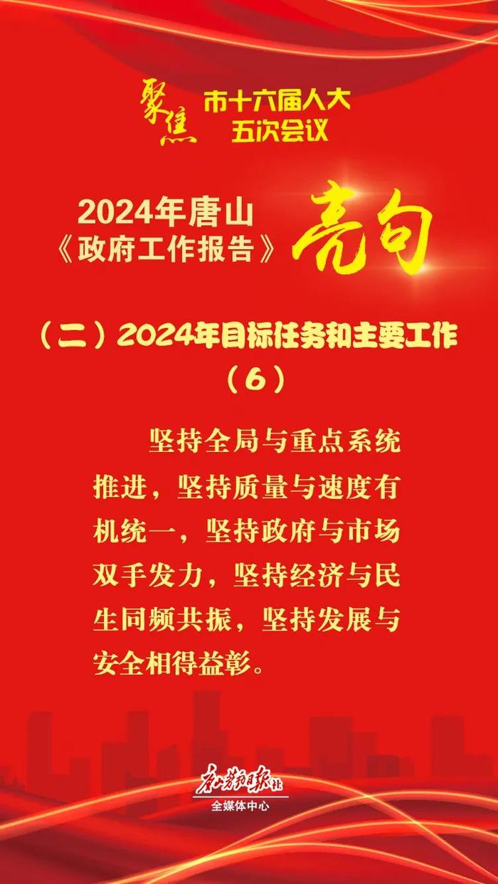 2024年唐山市《政府工作报告》亮句