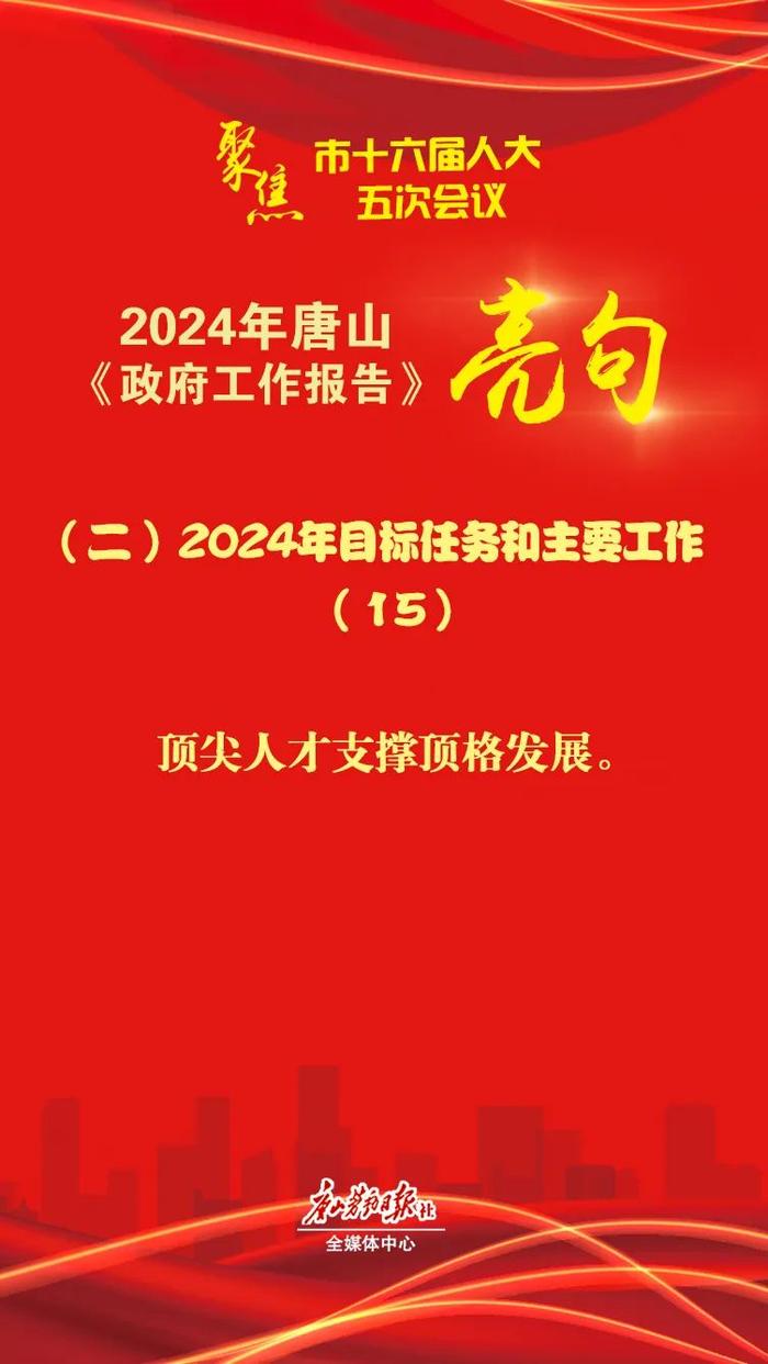 2024年唐山市《政府工作报告》亮句