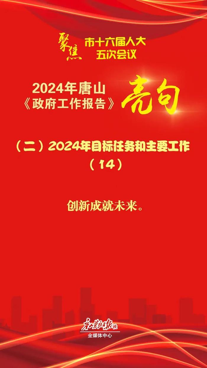 2024年唐山市《政府工作报告》亮句